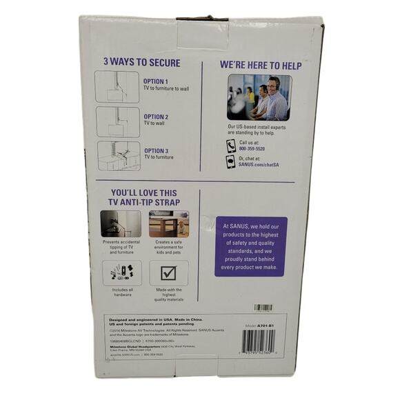 NIB Sanus TV Antitip Strap for up to 70" TV #A701-B1 - Picture 2 of 6